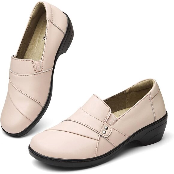 Kordal Women's Pink Slip-Ons Lightweight Leather Stylish Casual Loafers Shoes - Picture 9 of 9